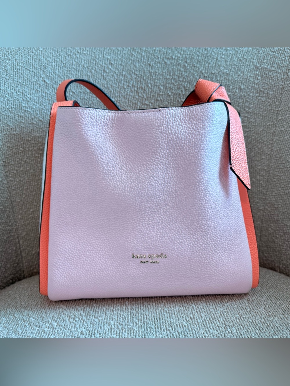 kate spade Two-Tone Pink and Coral Pebbled Leather Shoulder Bag